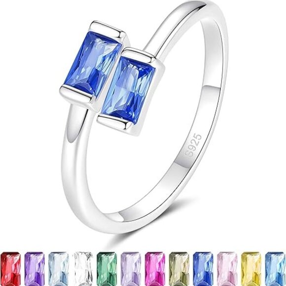 September Birthstone 925 Silver Rings Dainty Adjustable